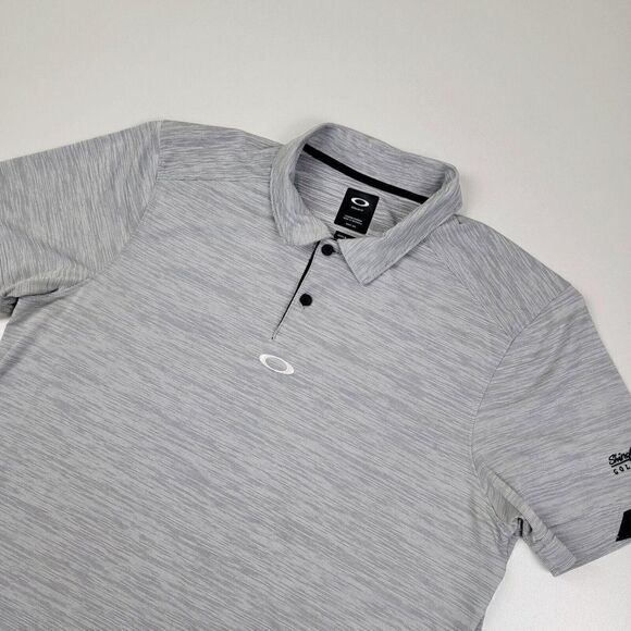 Oakley Golf Polo Shirt Mens Size Medium Regular Fit Short Sleeve Blue Logo EUC - Picture 1 of 10